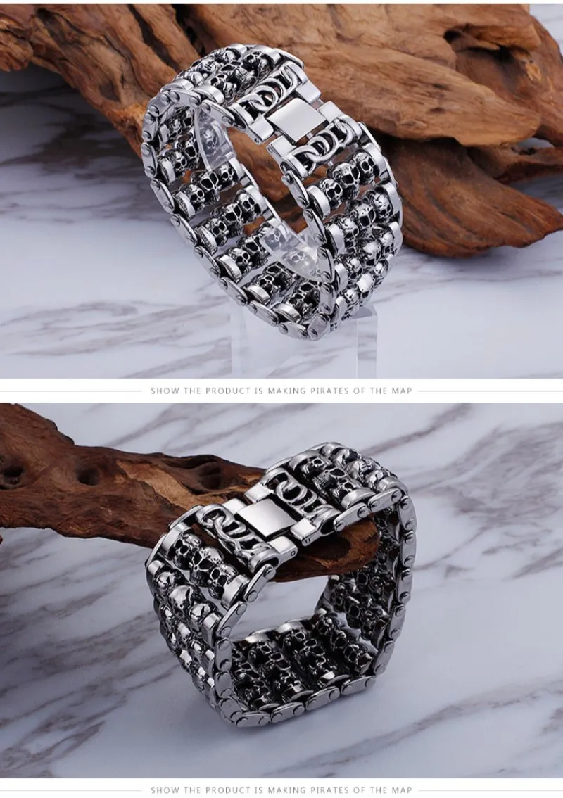 New Kalen Men's Bracelet Skull Punk Personality Jewelry Trendy Fashion Bracelet