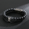 Trendy Men's Turquoise Stainless Steel Bangle Religious Cross Leather Bracelet