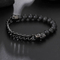 Fashion Punk Stainless Steel Skeleton Buddhist Volcanic Rock Beaded Bracelet