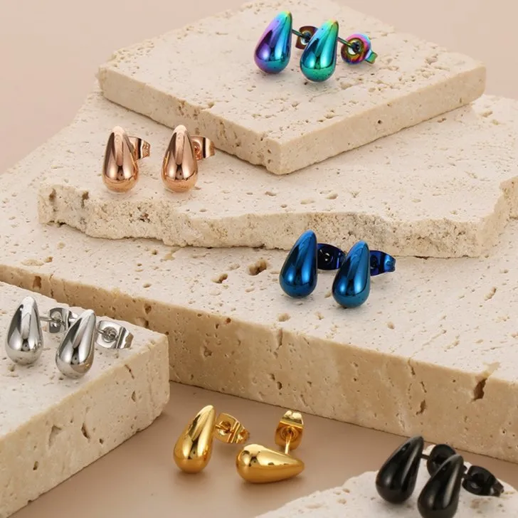 Trendy 11X6mm Stainless Steel Teardrop Earrings for Resale