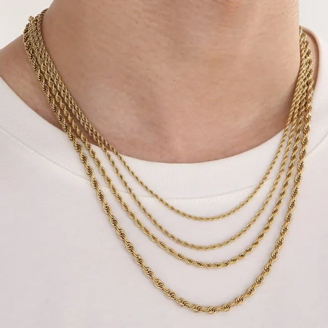 Unique Twisted Rope Chain Necklace Crafted From Stainless Steel