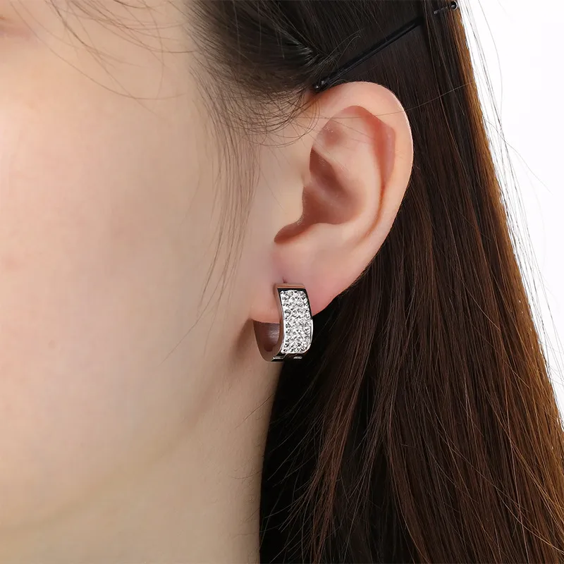 Stainless Steel Rhinestone Earrings Suitable for Daily Wear