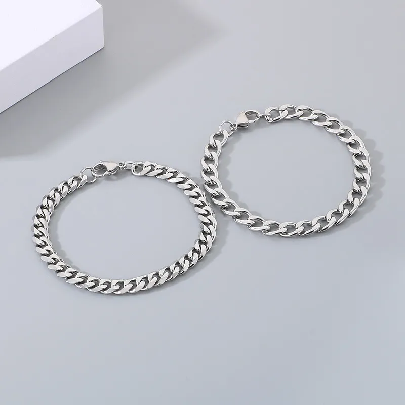 Wholesale Fashion Stainless Steel Cuban Chain Fried Dough Twists Chain Double Layer Overlay Hip Hop Bracelet for Men and Women