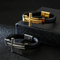 European and American Fashion Punk Cross Men's Stainless Steel Creative Woven Leather Bracelet