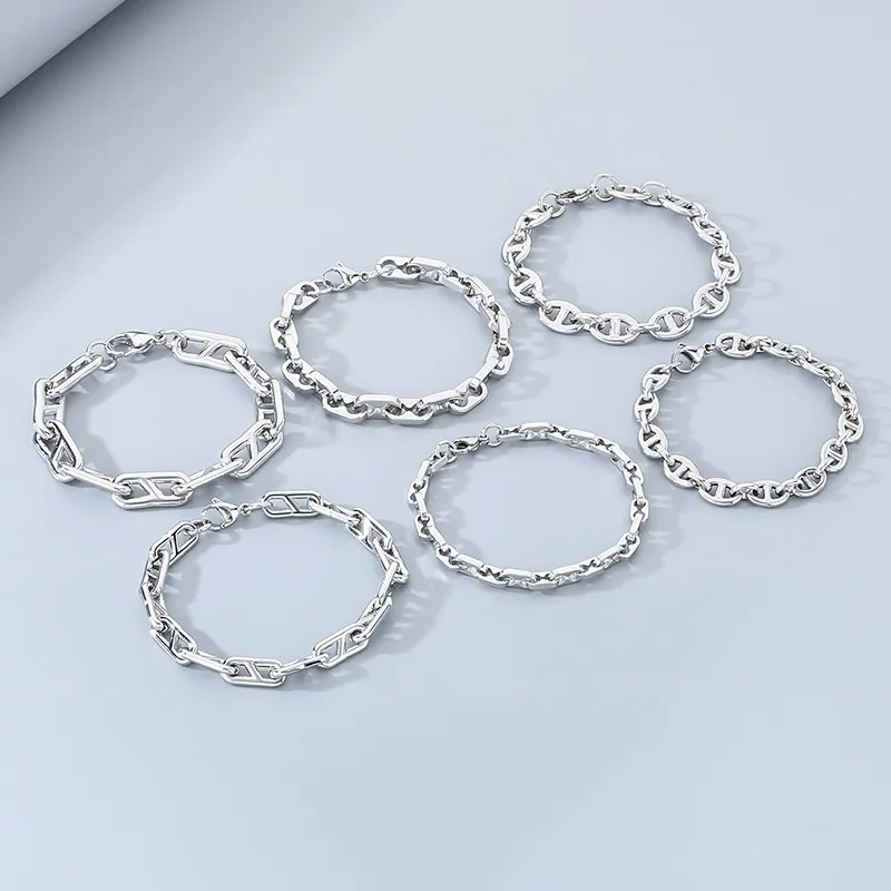 Minimalist Ins Style Stainless Steel Multi Style Pig Nose Chain Unisex Bracelet