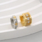 Simple and Personalized Diamond Studded C-Shaped Earrings, Hip Hop Versatile Stainless Steel Jewelry