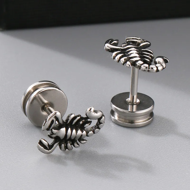 Personalized Stainless Steel Earrings for Men, Scorpion Punk Style Jewelry