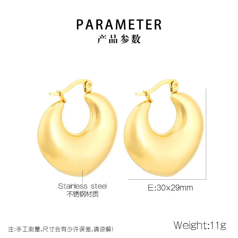 French Vintage Stainless Steel Earrings French Geometric Hollow Earrings 18K Gold-Plated Jewelry