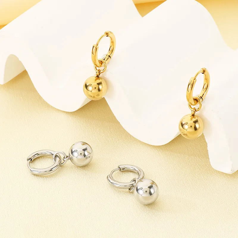 High Quality Stainless Steel Small Round Ball Temperament Women's Earrings Jewelry Wholesale