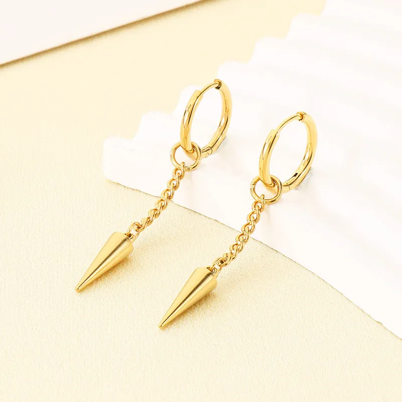 Kalen New Neutral Stainless Steel Chain Cone Pendant Earrings Jewelry Wholesale