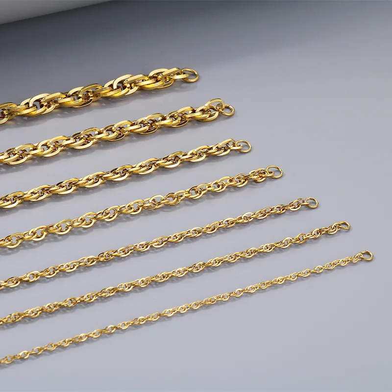 Minimalist Style Neutral Stainless Steel Multi Size Encrypted Hand Woven Chain Necklace&Bracelet