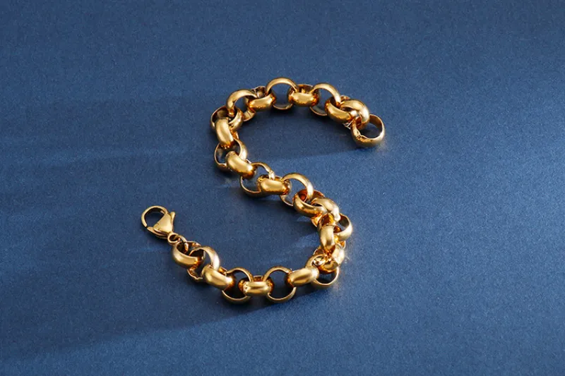 Wholesale Punk Jewelry Multi-Size Bracelet Stainless Steel Simple Silver Gold Chain Bracelet