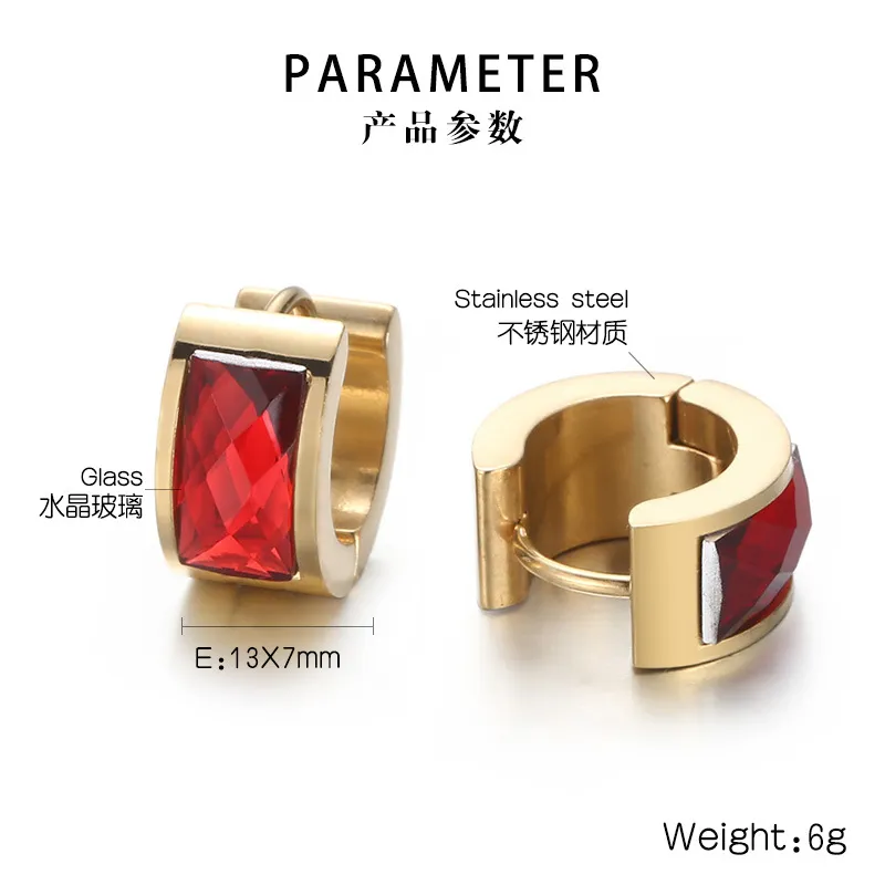 New Niche Design Ins Style Stainless Steel Circular Outer Arc Inlaid Gemstone Temperament Earrings