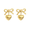 Fashion Earrings 18K Gold-Plated Stainless Steel Ribbon Bow Heart Sweet Temperament Studs Earrings