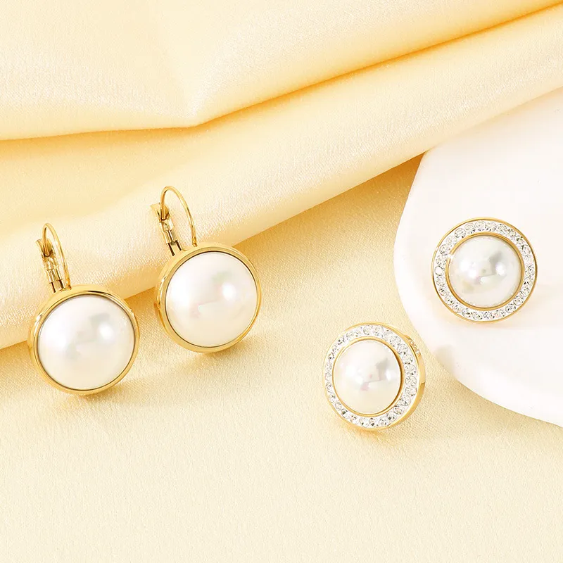 Stainless Steel Paired with Imitation Pearl Earrings for Women's Fashion Jewelry