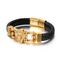 Trendy Men's Stainless Steel Creative Wolf Head Animal Series Woven Leather Bracelet