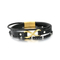 Trendy Men's Stainless Steel 8-Shaped Multi-Layer Woven Leather Bead Magnetic Buckle Bracelet