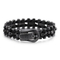Men's Punk Style Stainless Steel Creative Skull Woven Leather Bracelet Accessory