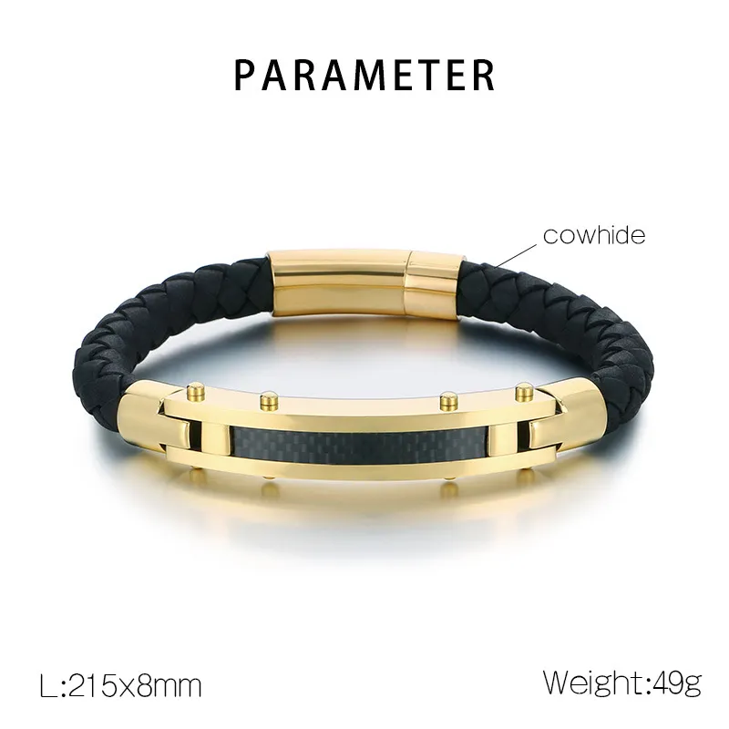 European and American Fashion Personality Stainless Steel Creative Woven Bracelet Men's Leather Bracelet