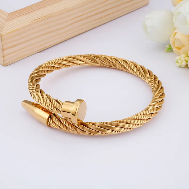 Stainless Steel Nail Shaped Bangle, Personalized Steel Wire Jewelry