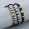 Trendy Men's Stainless Steel Unique Woven Geometric Mesh Leather Bracelet