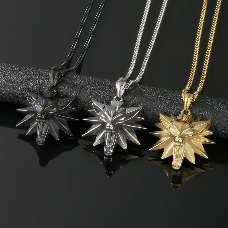Themed Accessories for The Witcher 3 The Wolf Among Us Stainless Steel Male Pendant Necklace
