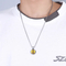 Trendy Cute Blue Yellow Snake Eye Stone Stainless Steel Men's Necklace Pendant