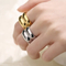 Vintage Ins Double Circle Polished Ring Stainless Steel Ring Women Jewelry Wholesale