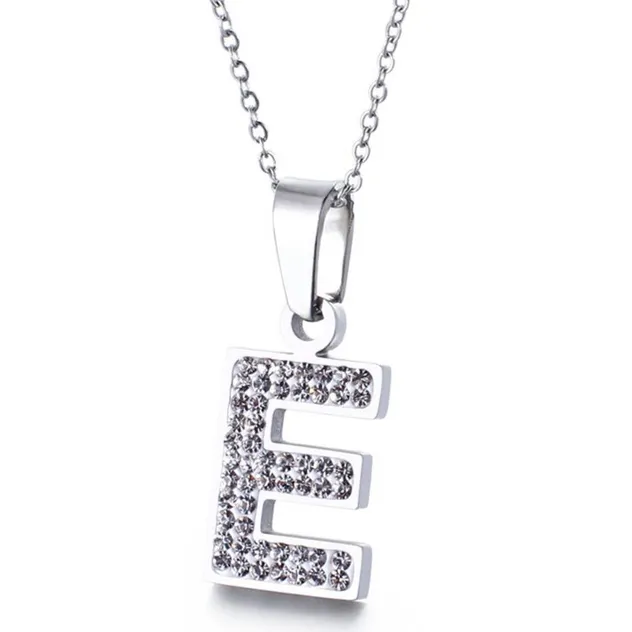 Sparkling Diamond Women's Necklace Featuring 26 English Letter Pendants
