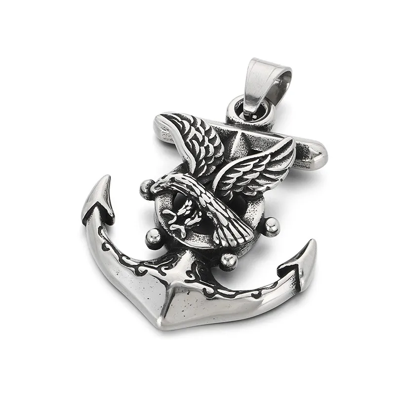 Dark Retro Navigation Rudder Pendant Punk Retro Cross Skull Anchor Stainless Steel Men's Pendant