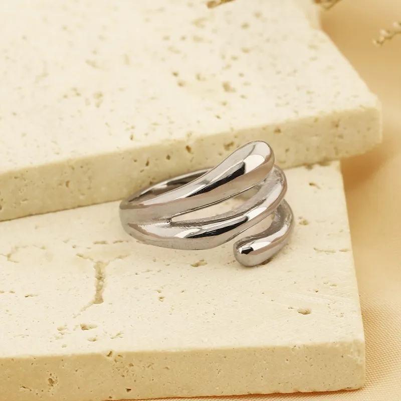 Personality Line Exaggerated Ring Knot Twist Bamboo Joint Stainless Steel Snake-Shaped Ring