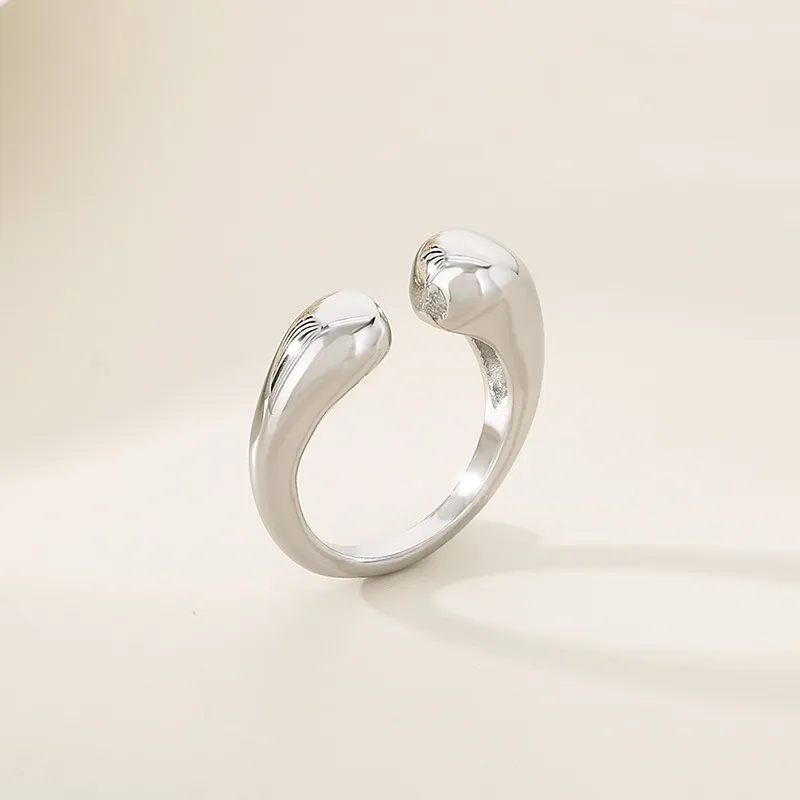 Smooth Geometric Irregular Opening Ring Electroplated with 18K Gold Stainless Steel Jewelry