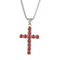 Multi-Colored Diamond-Encrusted Cross Pendant Stainless Steel Tennis Chain Jewelry