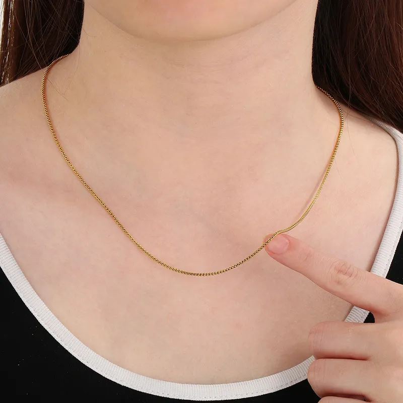 Minimalist Style Stainless Steel Unisex Square Pearl Chain Can Be Paired with Pendant