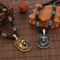 Stainless Steel Lion Head Pendant, Ethnic Style Buddhist Bead Bead Bead, Men's and Women's Long Necklace, Sweater Chain