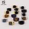 Natural Stone Lapis Lazuli Tiger Eye Black Onyx 18K Gold/Silver/Black Signet Ring