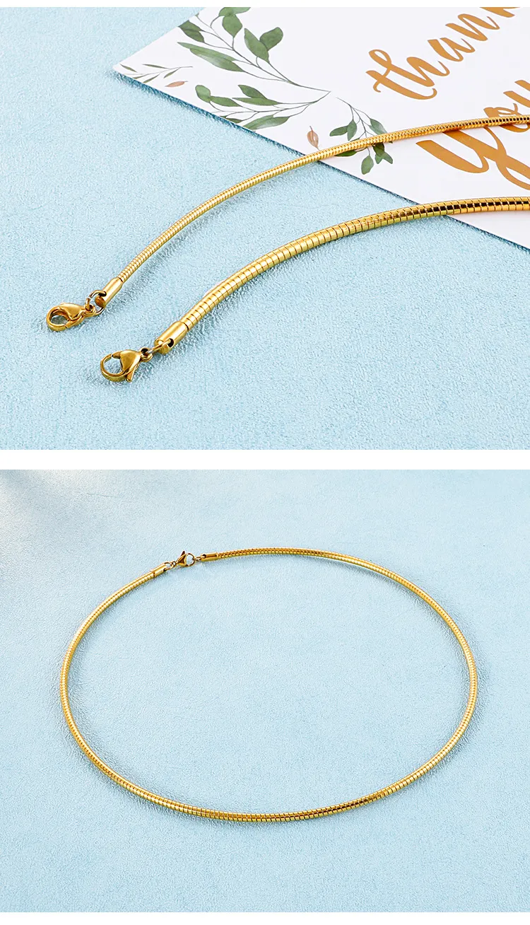 European American Collar Round Stainless Steel Necklace 18K Gold Women's Jewelry Wholesale