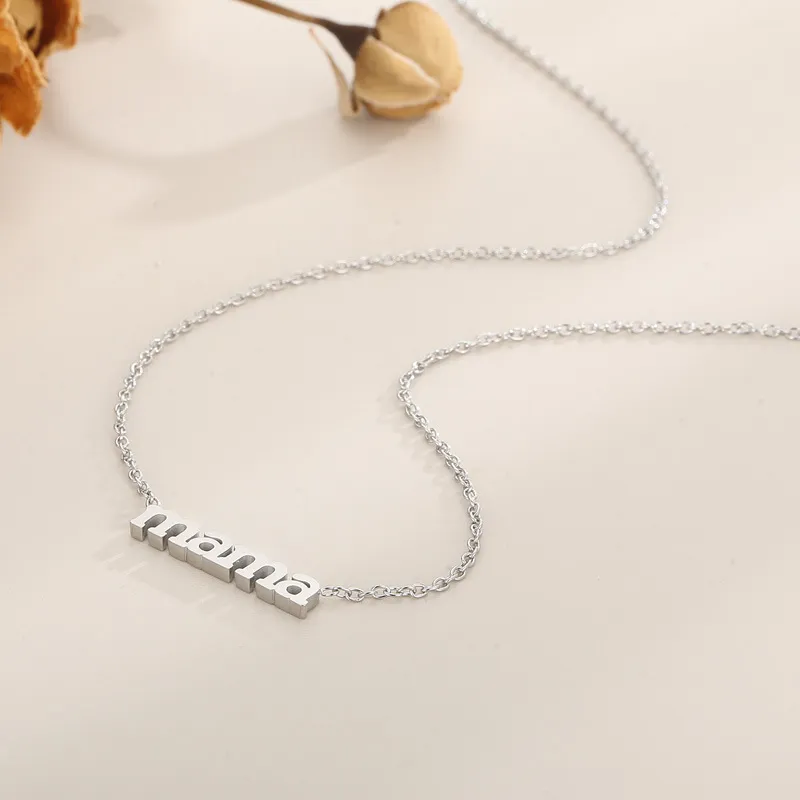 Mama Letter Pendant Necklace, Mother's Day Stainless Steel Jewelry