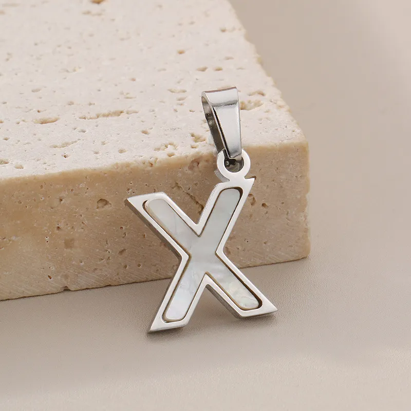 Women's Sweet White Shell English Letter Stainless Steel Pendant Jewelry