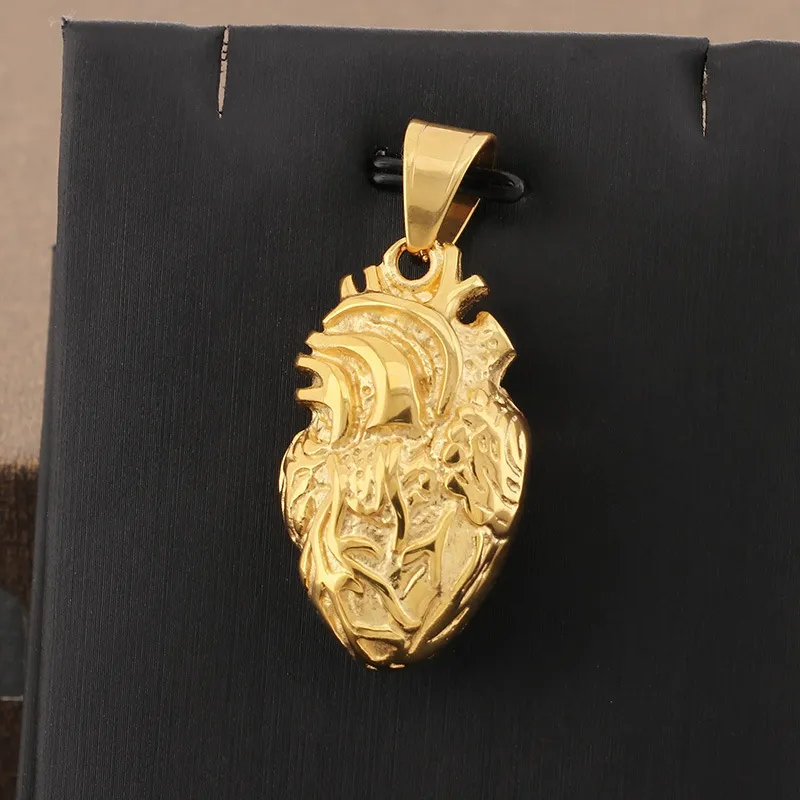New Design Men Stainless Steel Anatomical Organ Human Heart Necklace