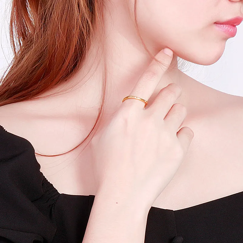 Chic Plain Square Ring with Diamonds for Couples - Perfect for Index Finger