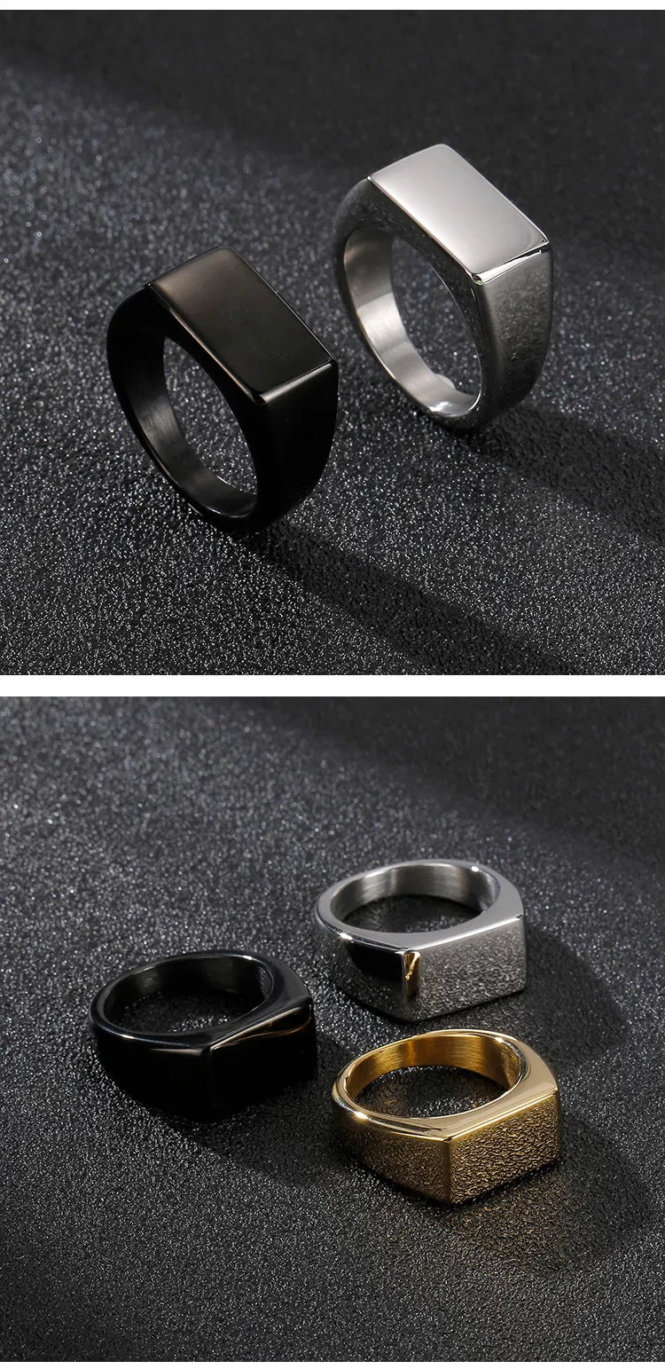 Stainless Steel Jewelry Men's Fashionable Glossy Engraved Ring