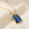 Personalized Square Multi-Color Glass Pendant Necklace Snake Bone Chain 18K Gold-Plated Stainless Steel Necklace Wholesale