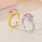 Stainless Steel Square Inlaid Glass Ring, European and American Retro Color Ring Jewelry