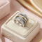 Fashion Entwined Multi-Band Shiny Zircon Ring Stainless Steel Vintage Oversized Wide Ring