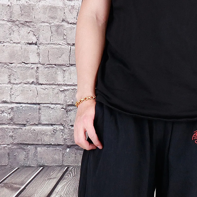 304 Stainless Steel Jewelry Hip Hop O-Shaped Edded Bracelet Necklace