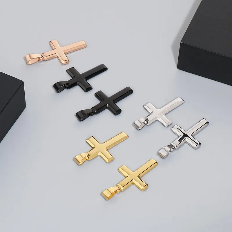 European and American Stainless Steel Cross Men's Pendant Necklace Geometric Couple Versatile Necklace Accessories
