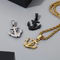 Stainless Steel Boat Anchor Pendant Necklace, Trendy Men's Personalized Retro Cross Jewelry