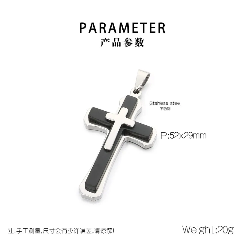Men's Trendy Stainless Steel Three-Layer Three-Dimensional Cross Pendant Accessory Jewelry Wholesale