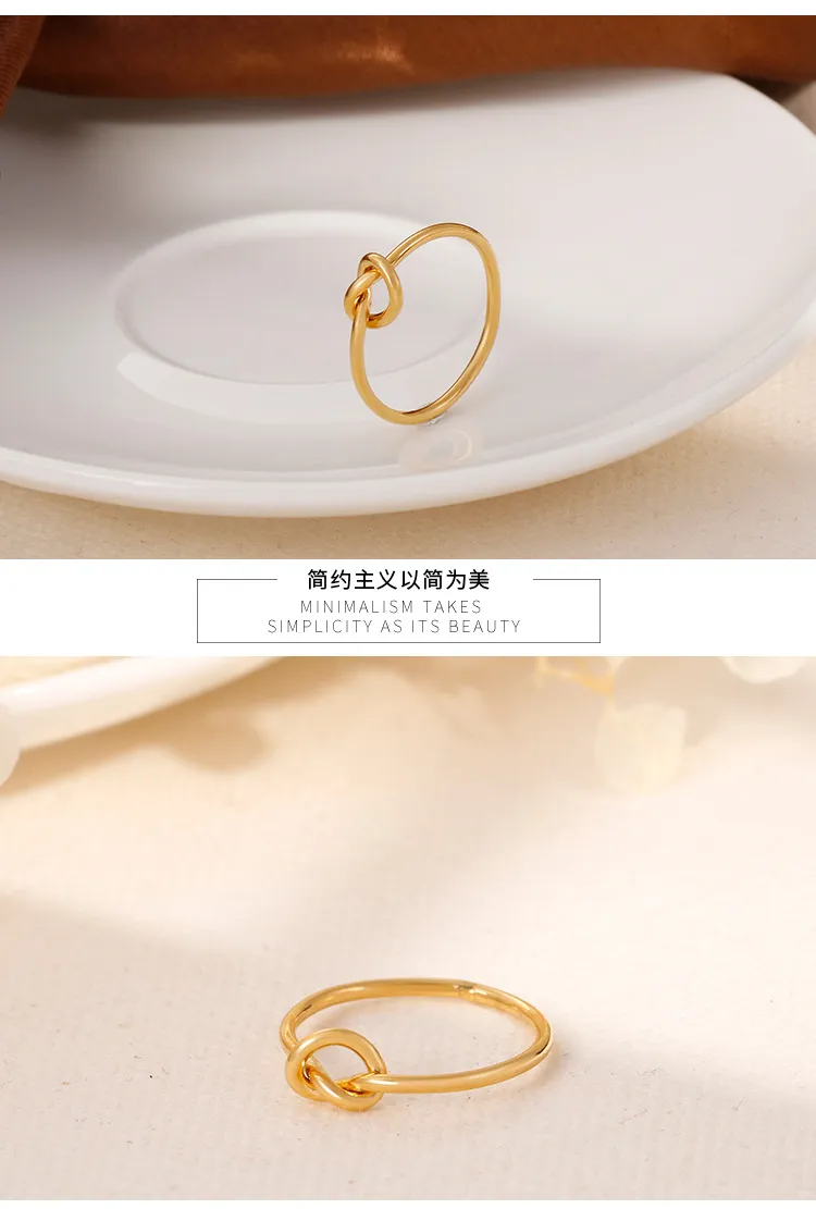 Japanese and Korean Simple and Versatile Knot Bracelet Stainless Steel Temperament Women's Concentric Knot Ring